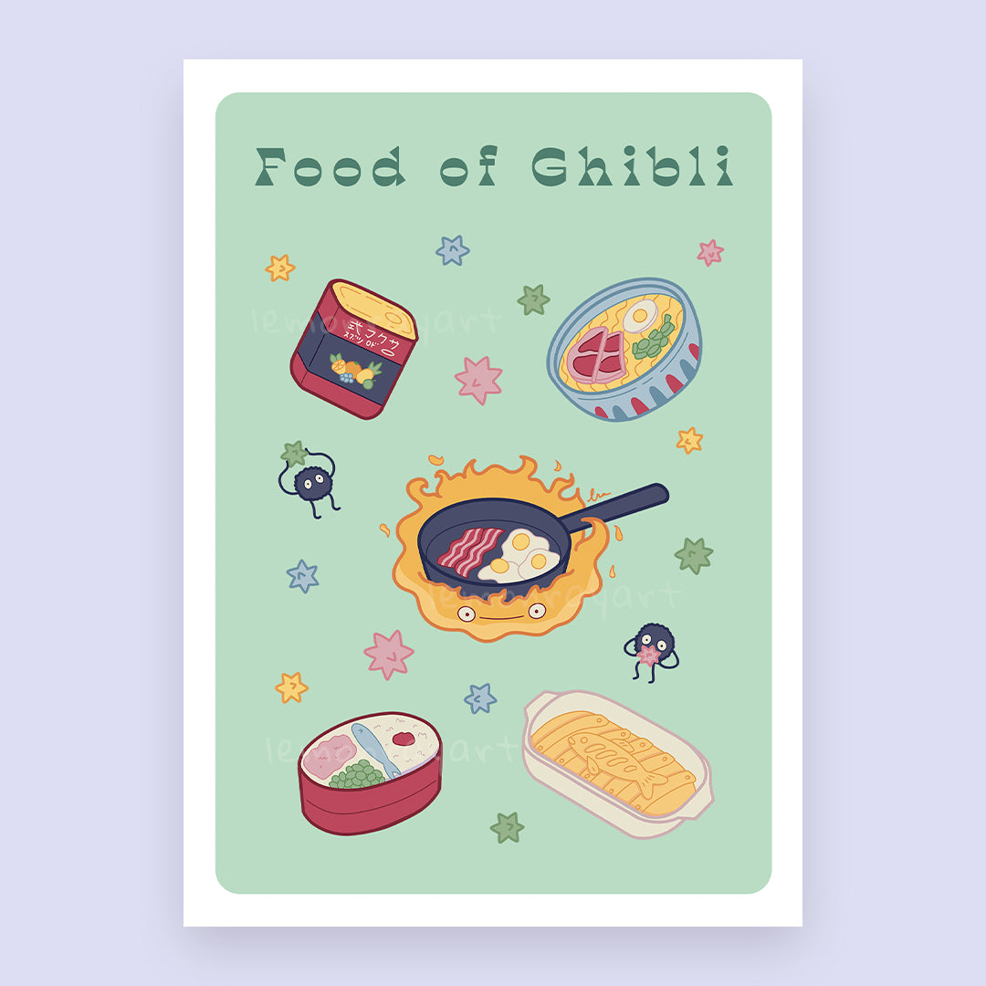 Food of Ghibli Inspired Art Print