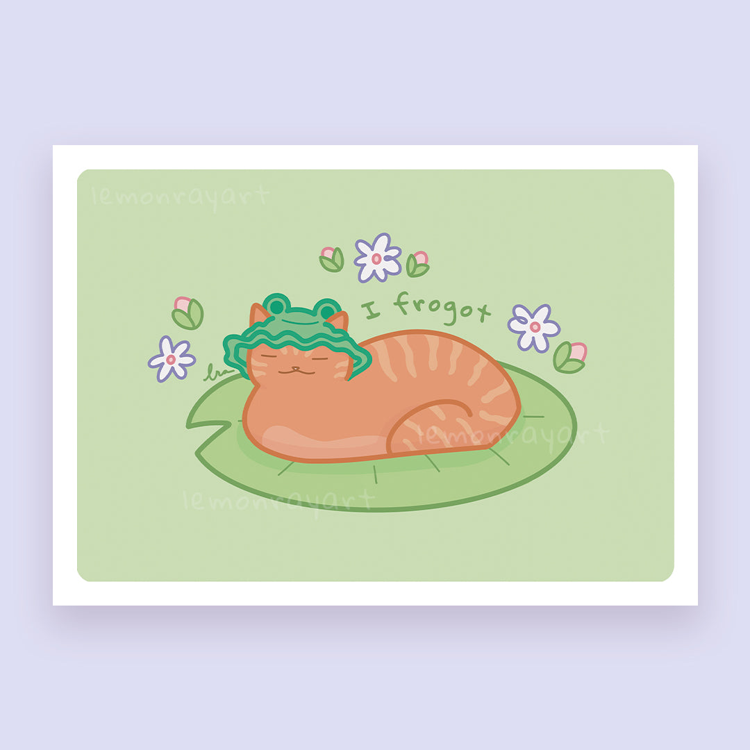 I Frogot Frog Cat Art Print