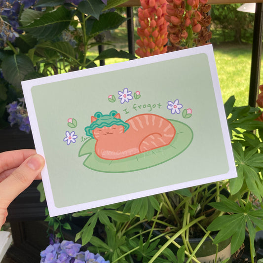 I Frogot Frog Cat Art Print